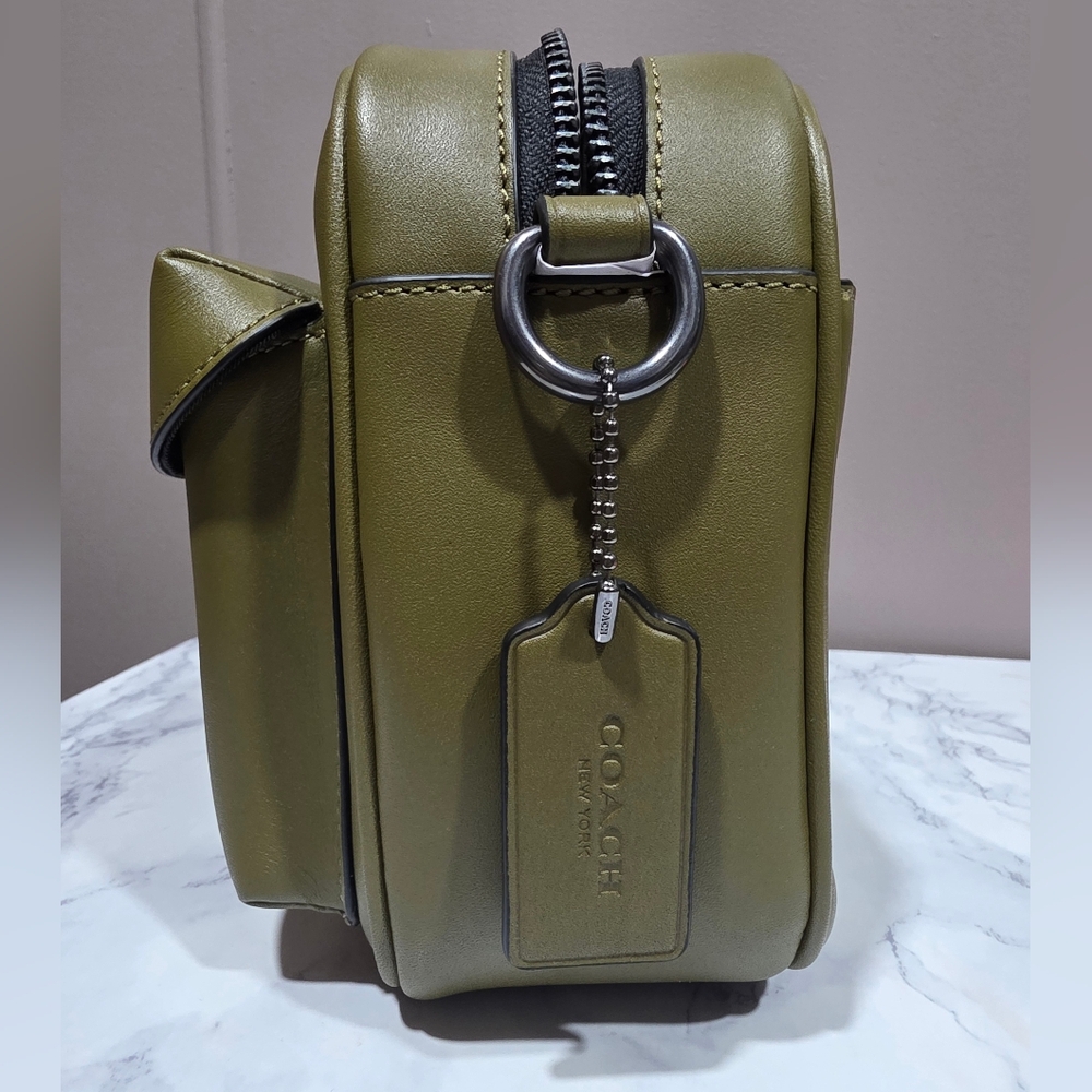 NWT COACH Olive Green Leather Crossbody Bag - Picture 2 of 12